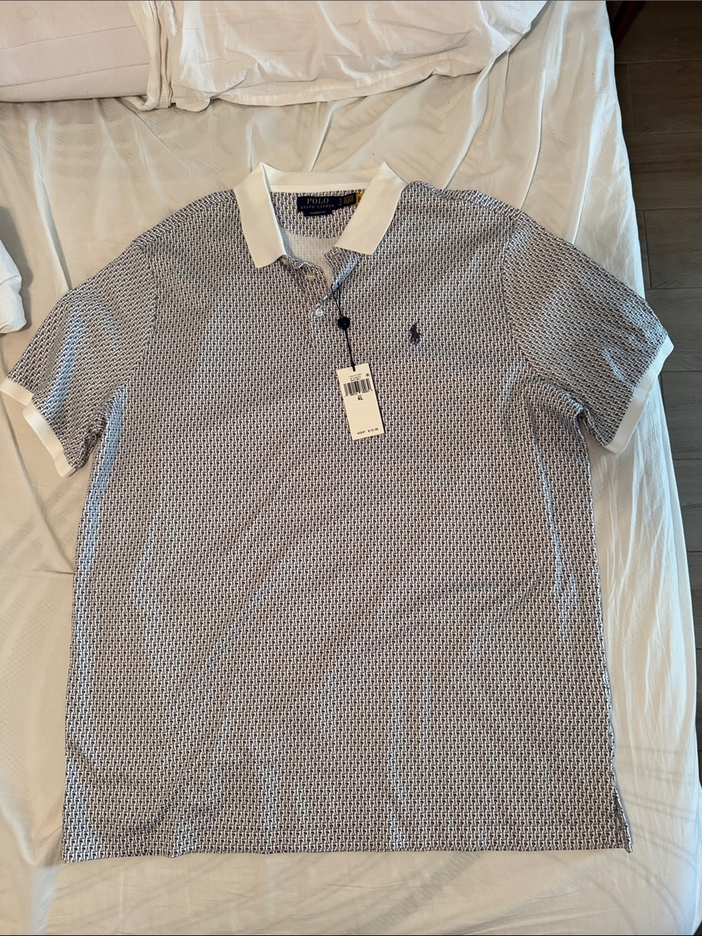 Polo by Ralph Lauren White & Navy Micro-Pattern Polo Shirt